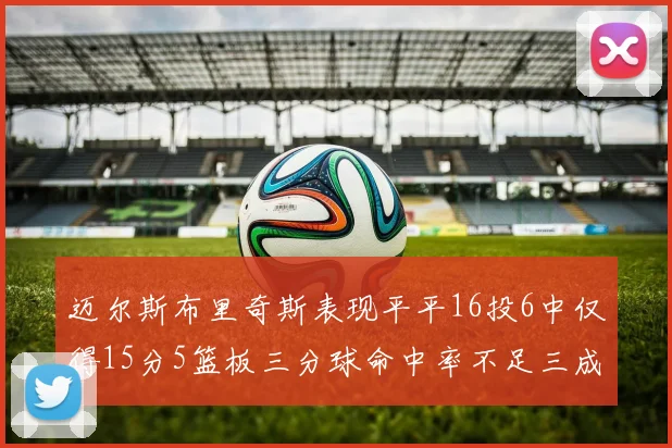 迈尔斯布里奇斯表现平平16投6中仅得15分5篮板三分球命中率不足三成