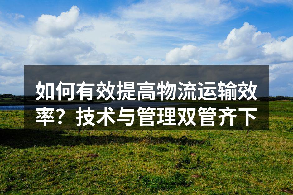 智能调度系统优化物流运输